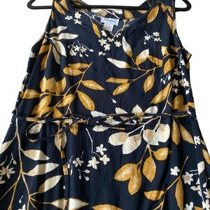 Vintage Floral Sleeveless Dress with Belt